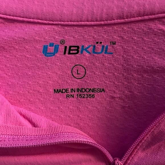 IBKUL Size L 1/4 Zip Mock Neck Pullover Mesh Sleeves Pink - Picture 5 of 7